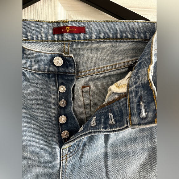 7 for All Mankind Distressed Button-Front Jeans - Picture 3 of 3